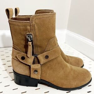 MARC FISHER Dalary Brown Suede Moto Ankle Boots - 7 - LIKE NEW